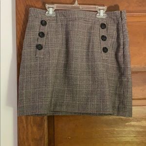 Banana Republic Brown Plaid Skirt w/ Buttons